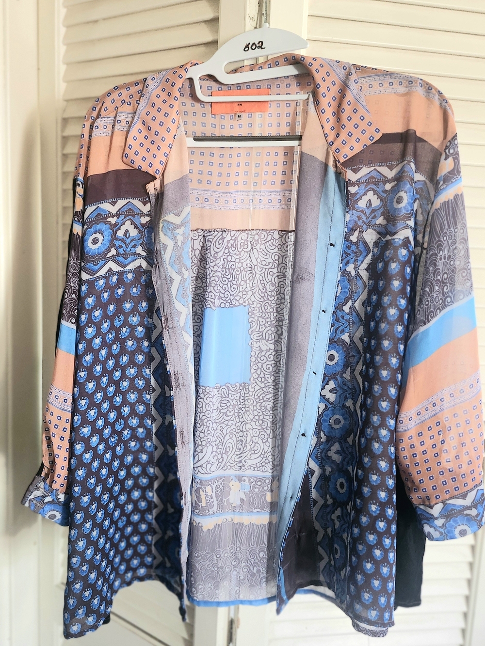 Clover Canyon Peach & Blue Printed Button-Front Jacket